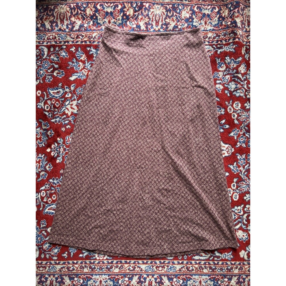 Vintage L.L. Bean Skirt Women's Medium Petite Red Leaves Print Cotton ALine